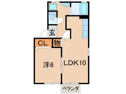 メゾンブランシェ(1LDK/2階)の間取り写真