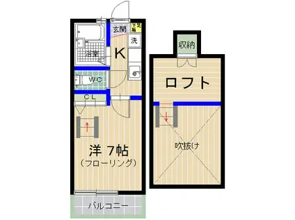 エムビル唐原(1K/1階)の間取り写真