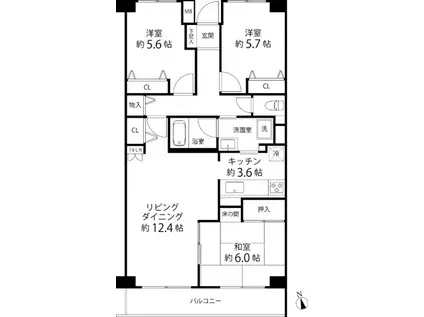 ティーズ ガーデン横浜岸根公園(3LDK/2階)の間取り写真
