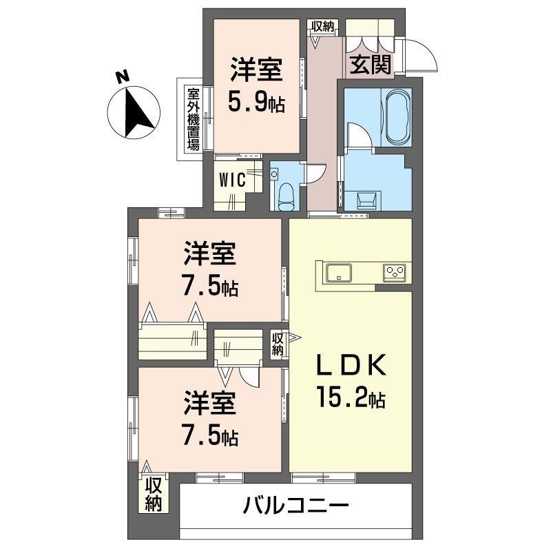 ウィズプラス大船(3LDK/4階)の間取り写真