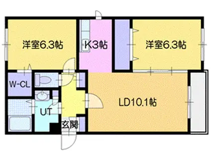 ROSSO(2LDK/2階)の間取り写真