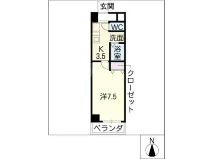 ヴィルテ山崎(1K/2階)の間取り写真