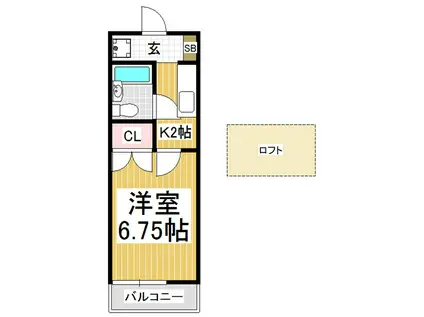 ナチュラルパレスII(1K/3階)の間取り写真