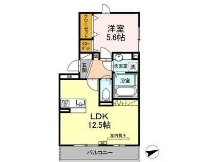 レーヴ新地(1LDK/2階)の間取り写真
