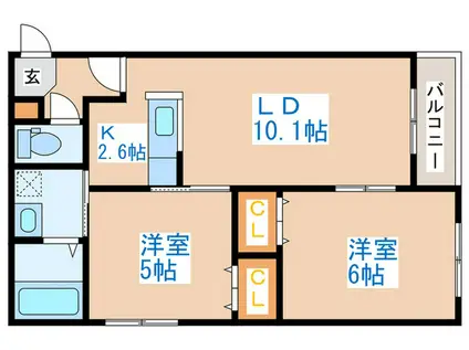 SOLEIL(2LDK/3階)の間取り写真