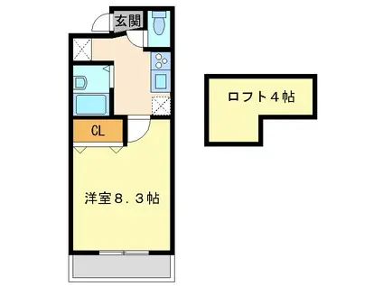 エリガンス(1K/2階)の間取り写真