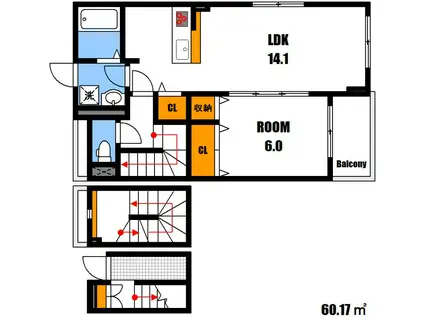 アメニティ イースト(1LDK/3階)の間取り写真
