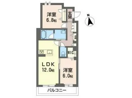 アムール アドニス(2LDK/1階)の間取り写真