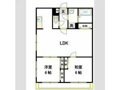 セルアーモスナダⅡ(2LDK/1階)の間取り写真