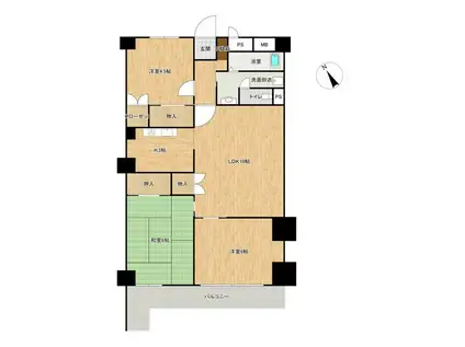 中銀衣笠マンシオン(3LDK/4階)の間取り写真