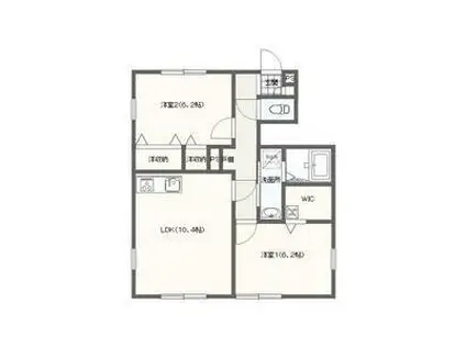 HILLCREST B(2LDK/1階)の間取り写真