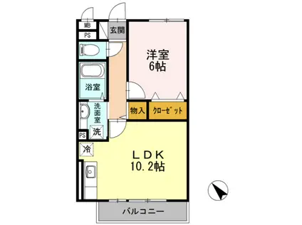 アピーズ(1LDK/3階)の間取り写真