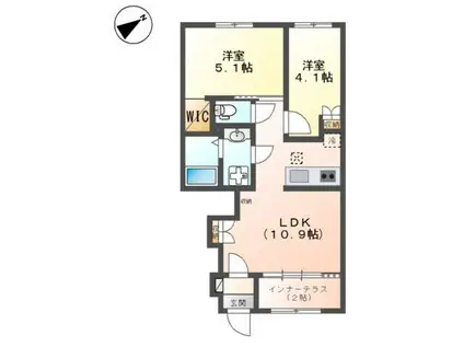 石井町アパート(2LDK/1階)の間取り写真