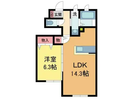 桜コートII(1LDK/1階)の間取り写真