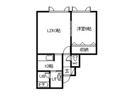 アクアヒルズ(1LDK/2階)の間取り写真