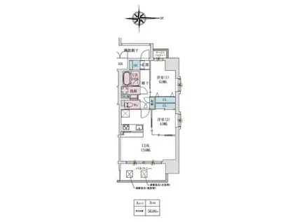 スプランディッドあびこ駅前(2LDK/10階)の間取り写真