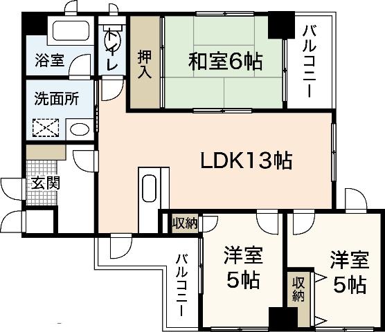 森永ビル(3LDK/4階)の間取り写真