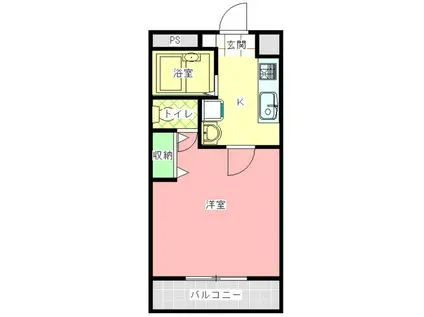 コーポピアかすが(1K/3階)の間取り写真