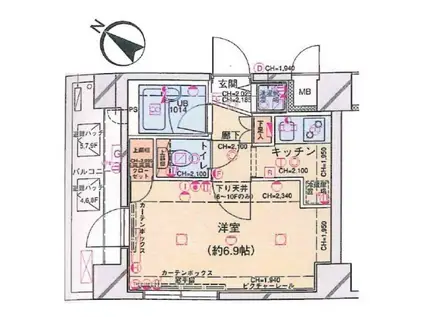 パレステュディオ東京八重洲通(1K/8階)の間取り写真