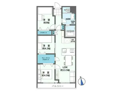 恒陽千石マンションB棟(3LDK/3階)の間取り写真