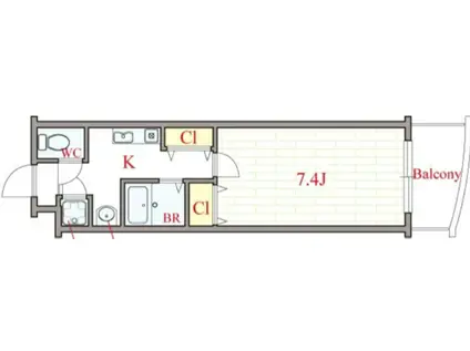 MARION KITAHORIE ANNEX(1K/4階)の間取り写真