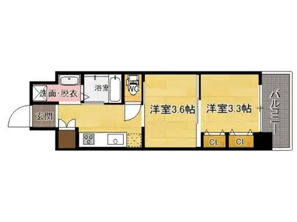 NO.122 ETERNITY NISSEKI STREET(2K/13階)の間取り写真