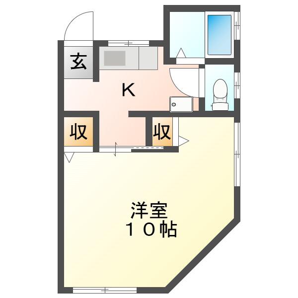 旭ヶ丘総合ビル(1K/3階)の間取り写真
