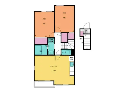 コスモス B棟(2LDK/2階)の間取り写真