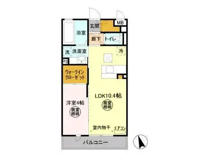 スターブル(1LDK/1階)の間取り写真