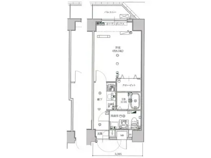 フェルクルールプレスト押上(1K/6階)の間取り写真