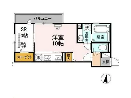 メゾン・ド・クゥイン ディチ・ホウェール(ワンルーム/2階)の間取り写真