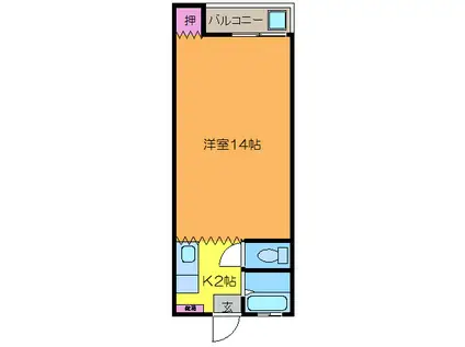 アンソレイユ(1K/2階)の間取り写真