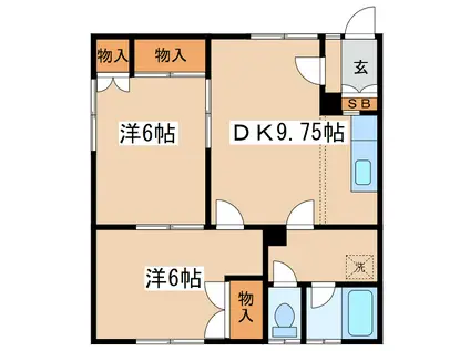 コーポ蘭(2DK/1階)の間取り写真