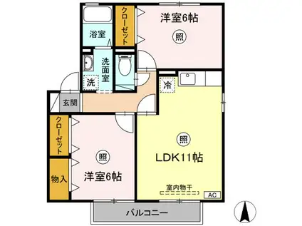 レピィナードIII(2LDK/2階)の間取り写真
