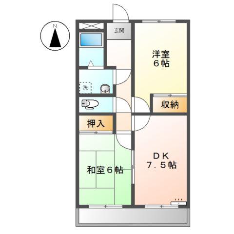 ラブリーハウスII番・III番館(2DK/3階)の間取り写真