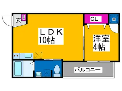 Fメゾン住吉公園南(1LDK/3階)の間取り写真