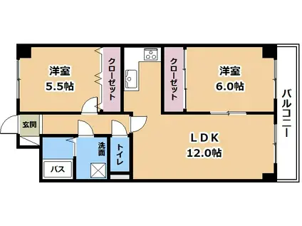 レジデンス南草津(2LDK/6階)の間取り写真