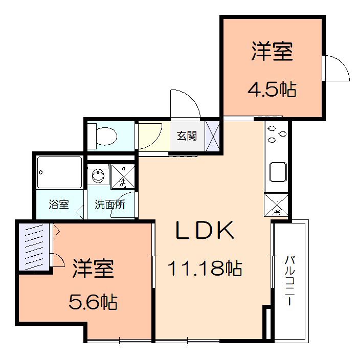 BLUE LOTUS(2LDK/3階)の間取り写真