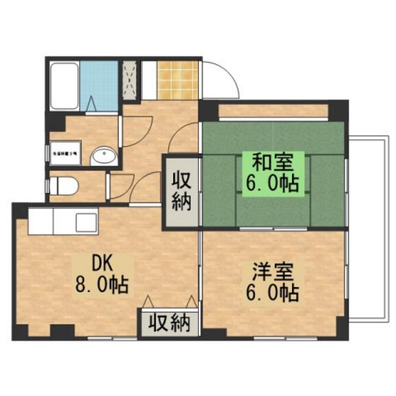 稲垣ビル(2DK/1階)の間取り写真