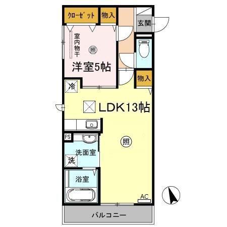 LUCE(1LDK/1階)の間取り写真