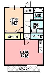 SURPLUS TWOサンハイツ小林B(1LDK/1階)の間取り写真