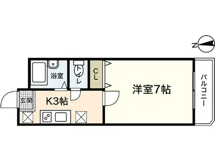 ラコント宮ヶ瀬(1K/3階)の間取り写真