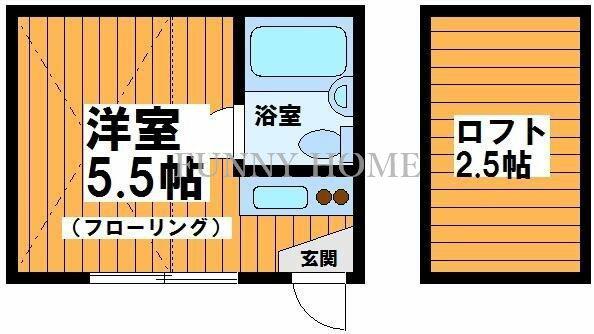 小倉ハイツ(ワンルーム/2階)の間取り写真