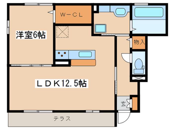 エストコリーヌ(1LDK/1階)の間取り写真