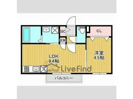 平岸5-13(1LDK/3階)の間取り写真