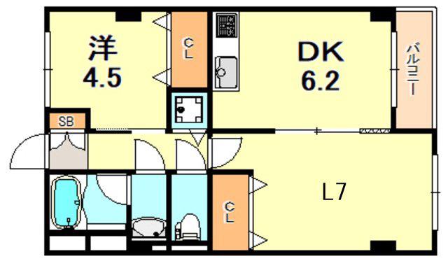 リアルテ霞ヶ丘(1LDK/5階)の間取り写真