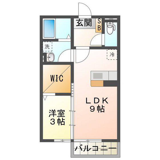近鉄名古屋線 江戸橋駅 徒歩9分 2階建 築19年(1LDK/1階)の間取り写真