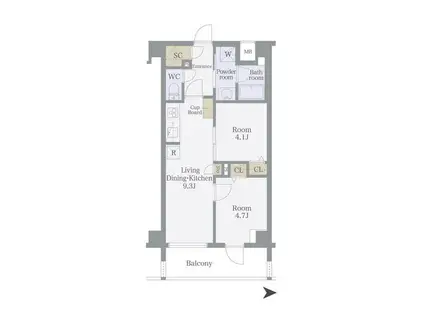 ルフレ プレミアム日暮里(2DK/5階)の間取り写真