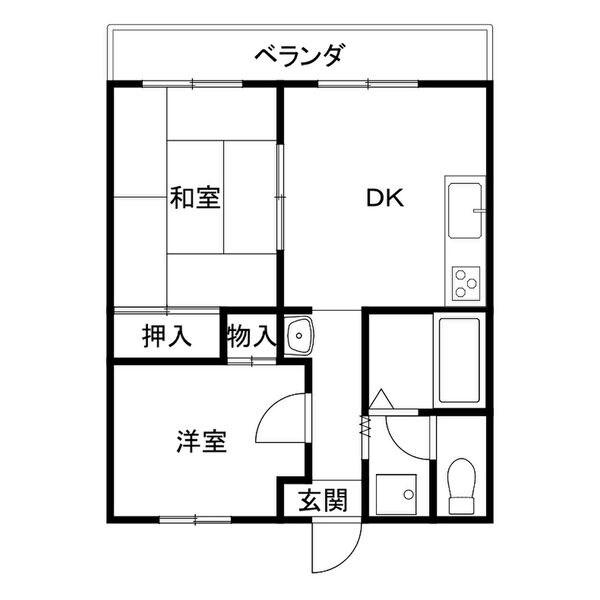 プランドール古市(2DK/2階)の間取り写真