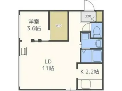 クロノス(1LDK/2階)の間取り写真